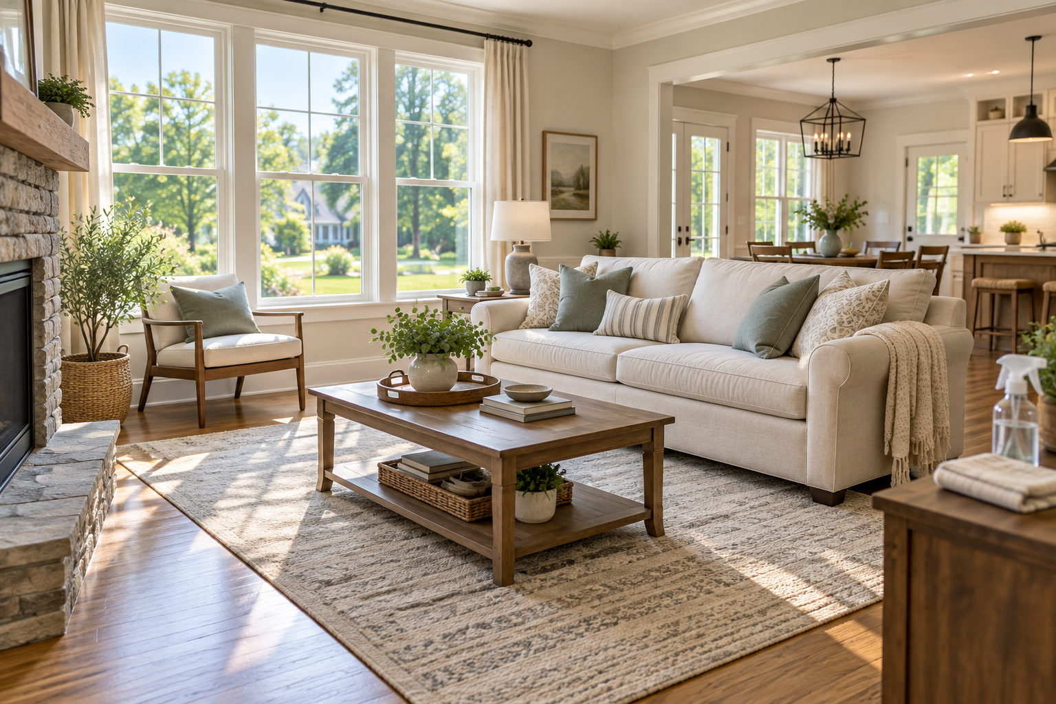 Bright, freshly cleaned modern living room